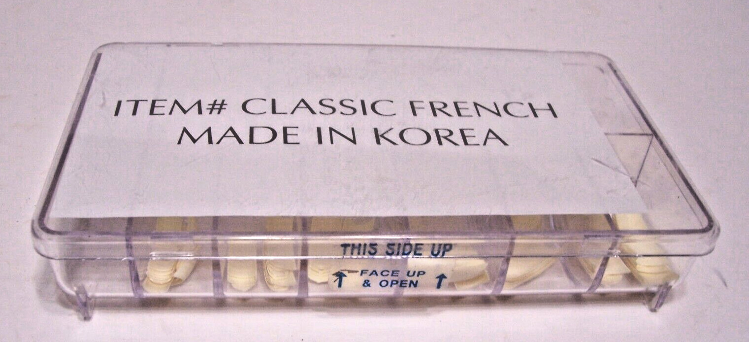 100 Vintage French White False Finger Glue on Nails for Art Salon Made in Korea