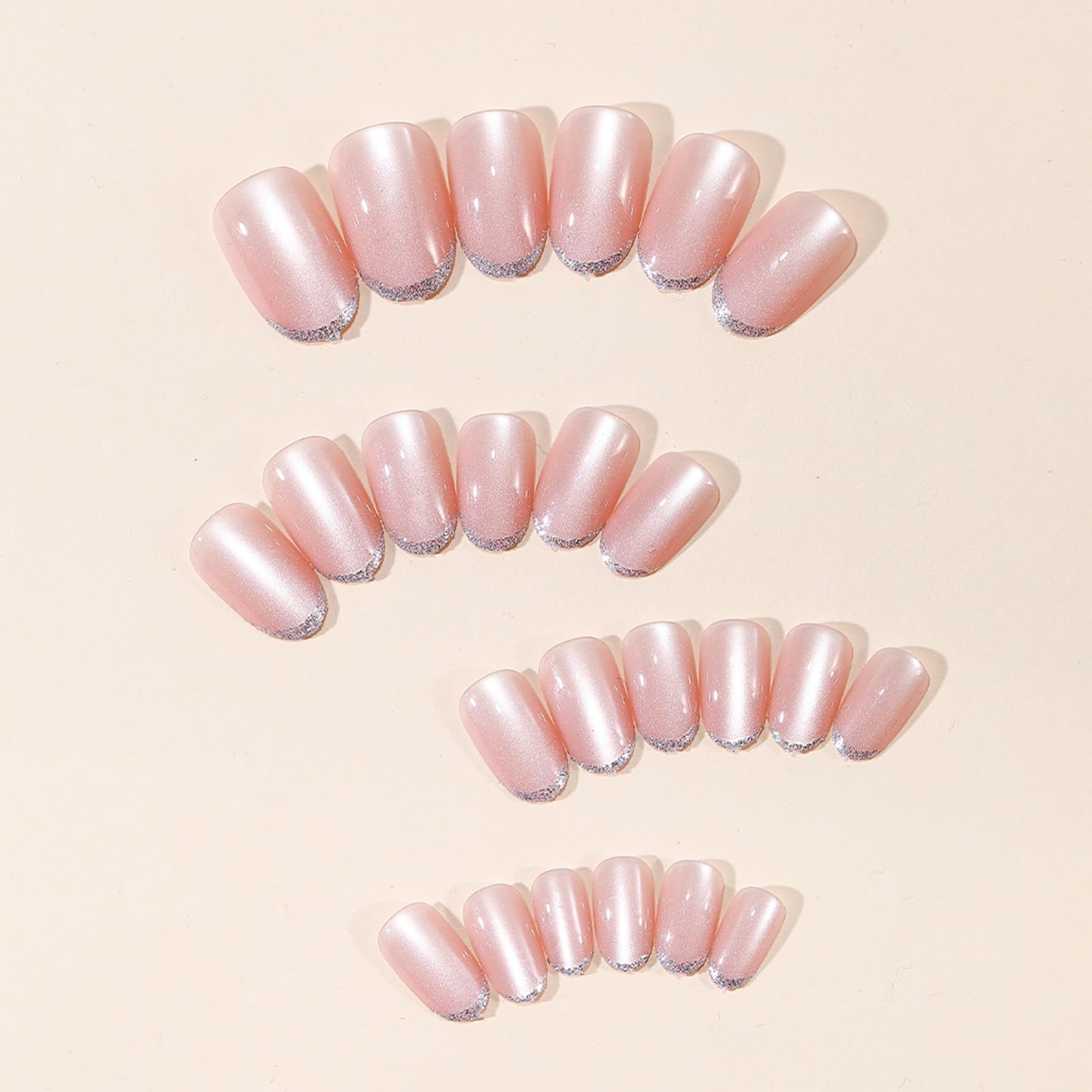 Jellyqueen Press on Nails Short Square Bare pink French