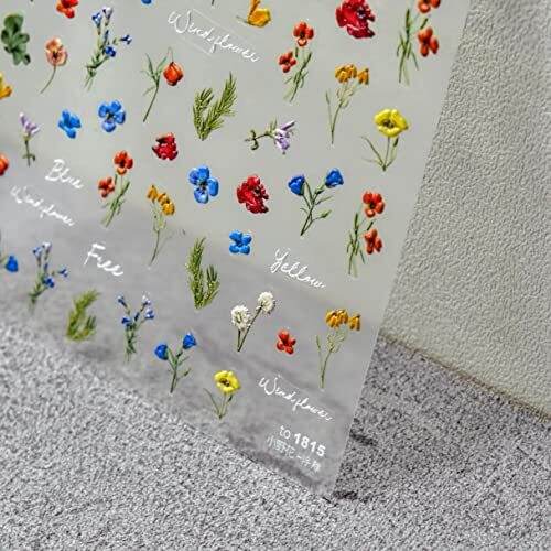 Small Daisy Little Wild Flower Nail Stickers 5D Embossed Wildflower Nail