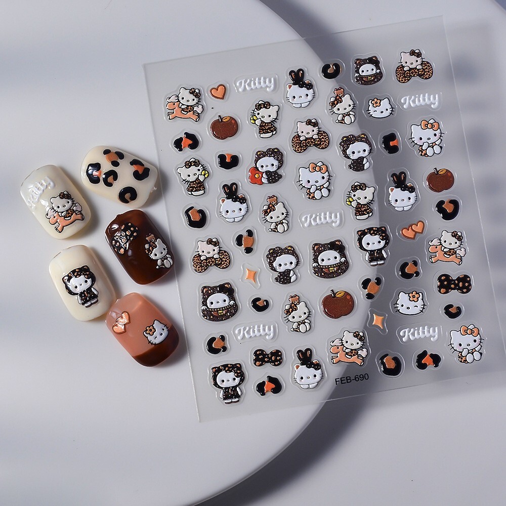 Dog Cat Animal Kitty Print Nail Stickers Decals Decoration Waterproof DIY NH27