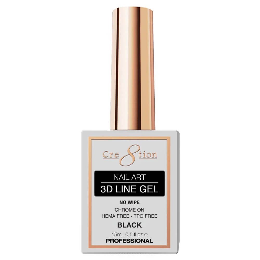 Cre8tion Nail Art 3D Line Gel 0.5oz – Black