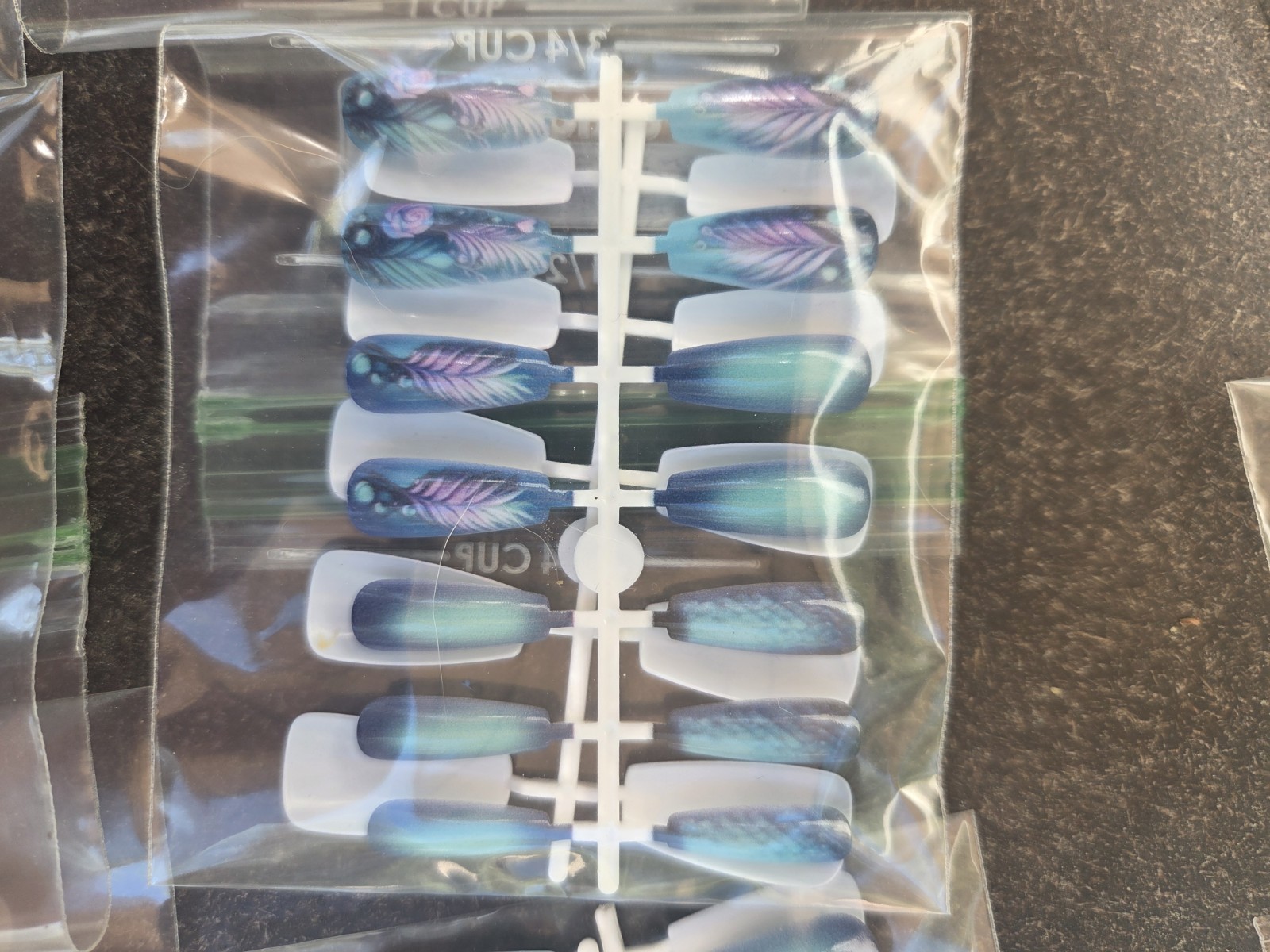 Assorted Press-On Nails Medium Handmade Multicolor Plastic