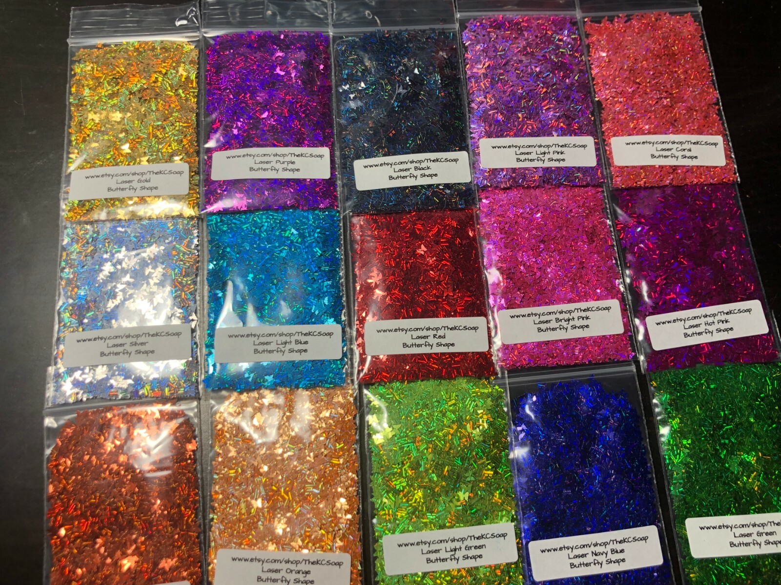 Solvent Resistant 3MM butterfly Shape Laser Holographic Face Nail Art US Seller