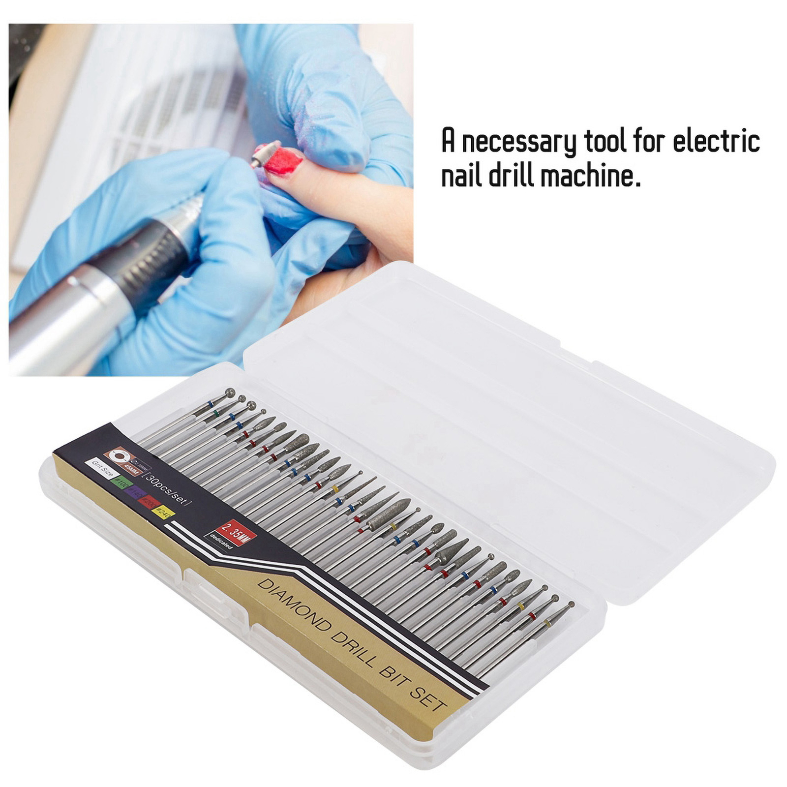 30Pcs/Set Diamond Grinding Head Nail Art Drill Polish Head Kit Nail Drill