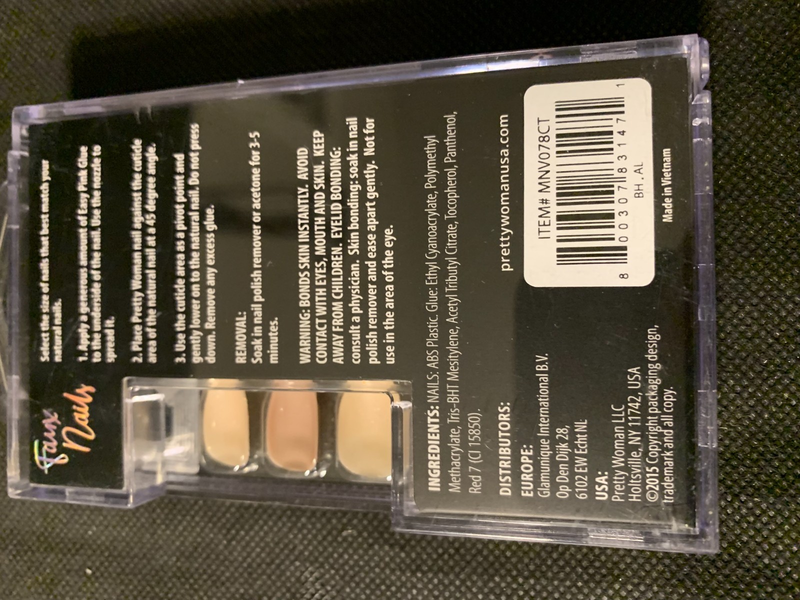 8 x PRETTY WOMAN FAUX NAILS WITH GLUE 24 NAILS MATTE NEUTRAL AND GLITTER