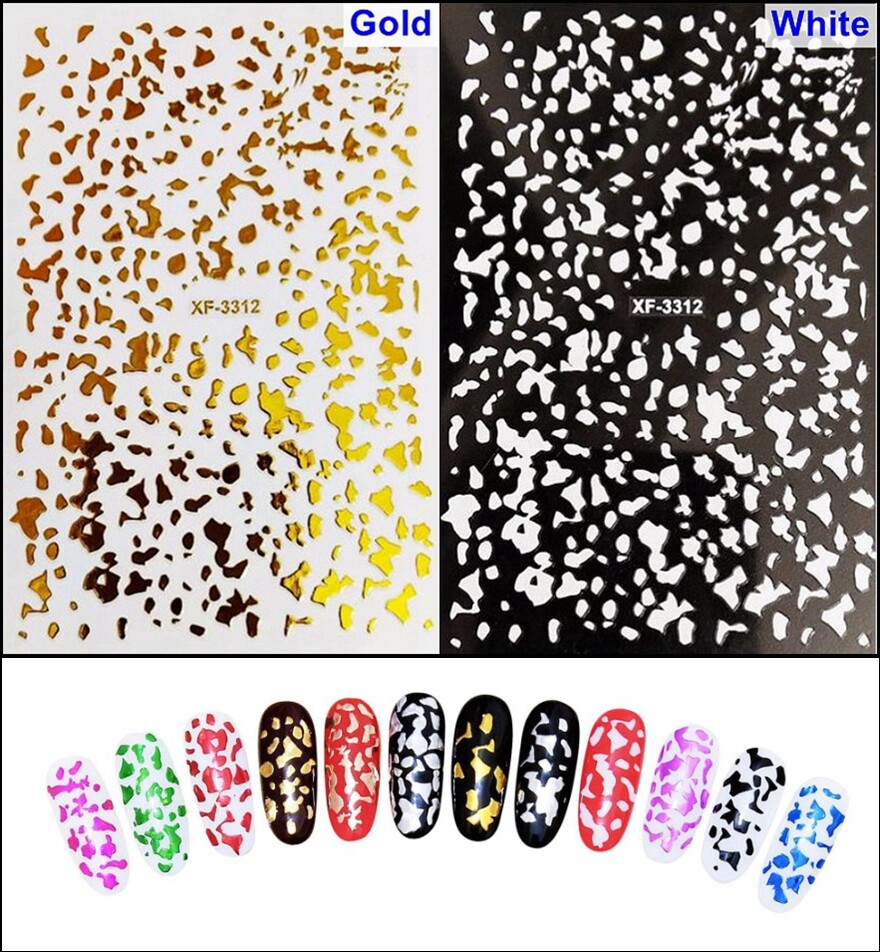 Irregular Spot Printing Polka-Dot Gold-Foil 3D Nail Stickers (10 Colors) 3312