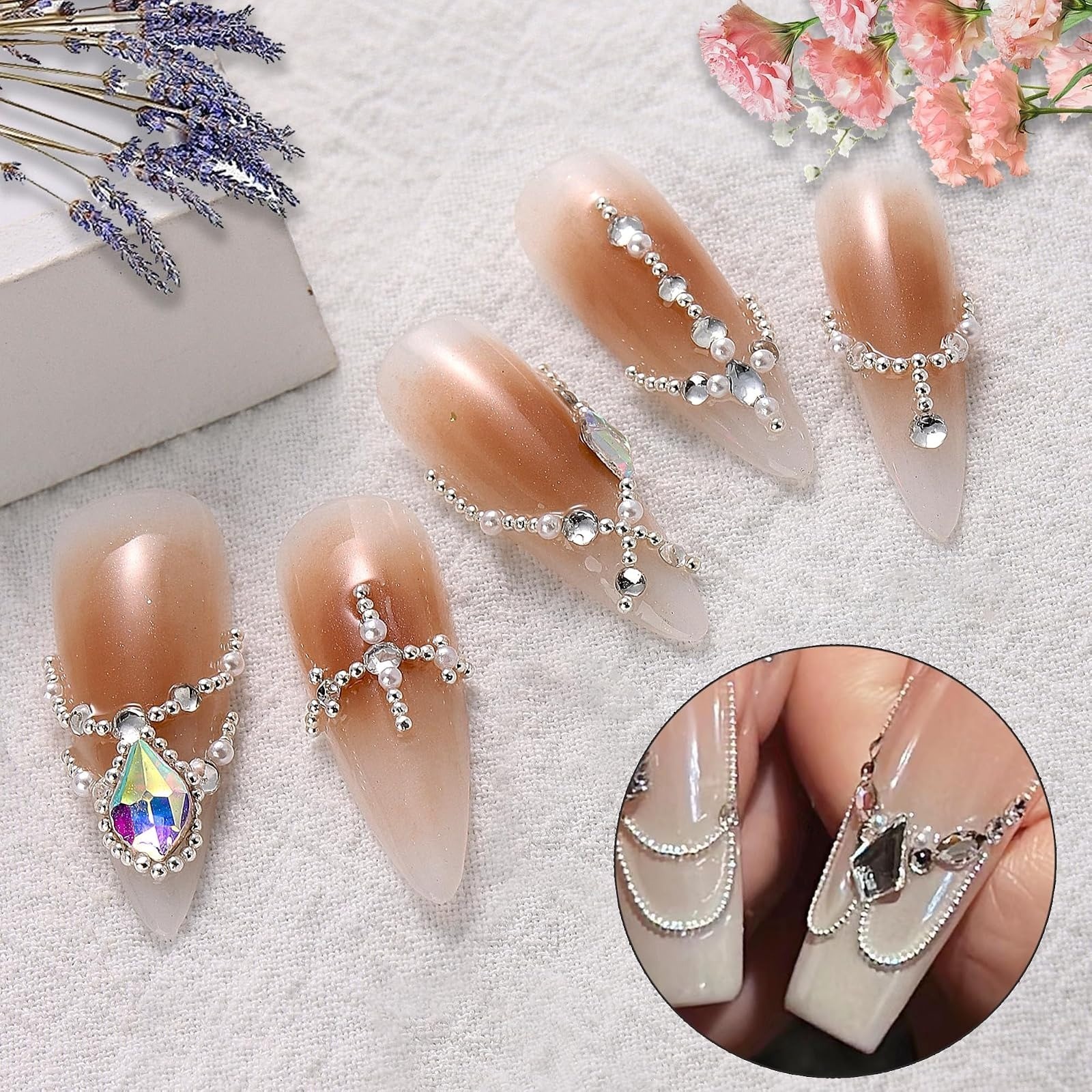 3D Nail Beads Gold Silver Caviar Beads with Magnet Picker Tool