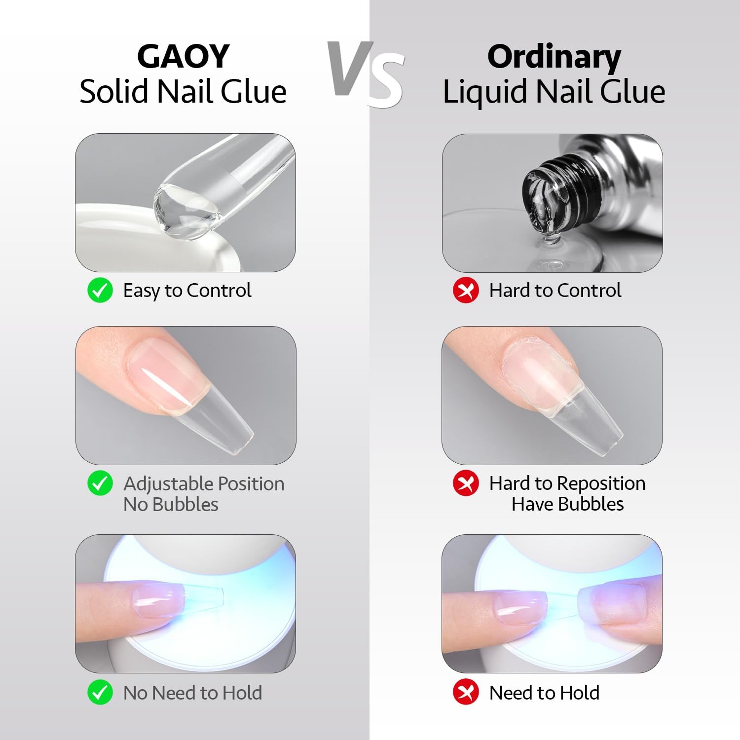 Solid Nail Glue Gel Strong Long Lasting UV Cure 15g For Press On Acrylic Tips