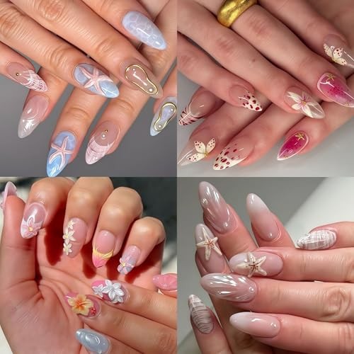 5D Embossed Ocean Life Nail Art Stickers Decals Self Adhesive Seashell starfish