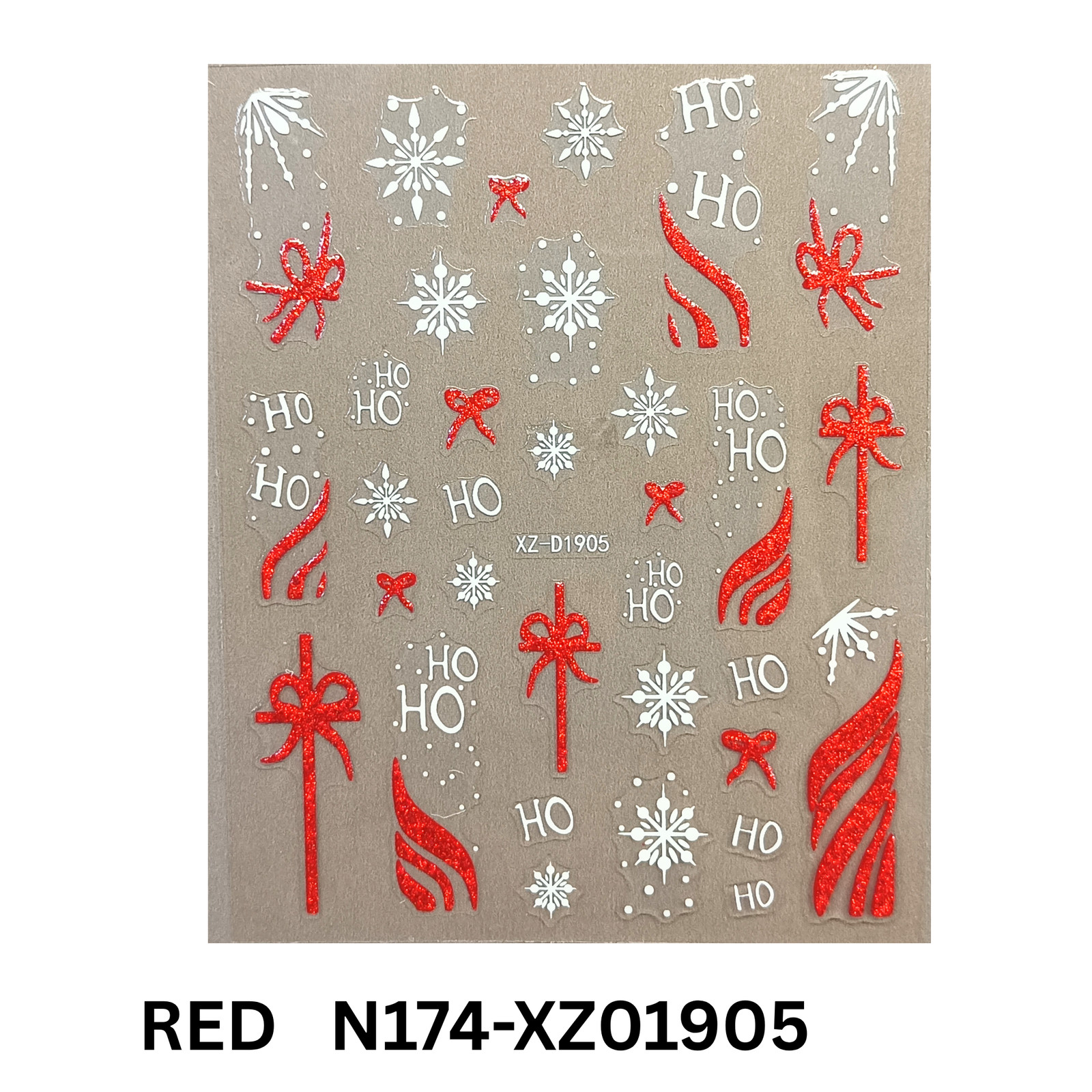 Set of 12 Christmas 3D Nail Decals – Holiday Reindeer, Candy Cane, Santa & Snowf