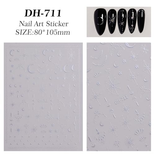2 Sheets Star Nail Stickers Gold Silvery Nail Art Decals 5d-gold Silvery-17