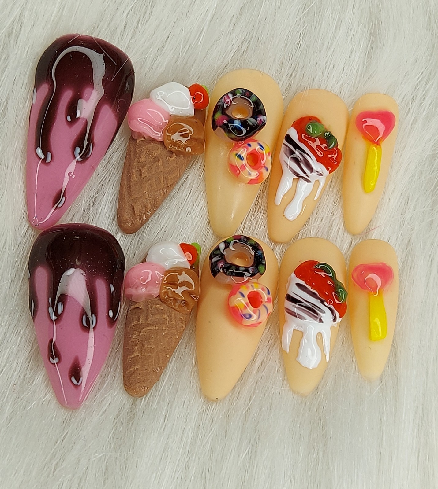 Donut Nails, Ice Cream Nails, Dessert Nails, Party Nails, Covered Strawberry