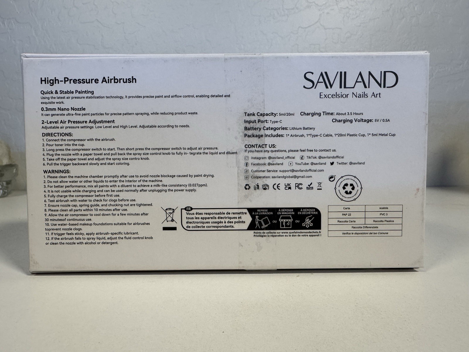 Saviland High-Pressure Airbrush Nail Art