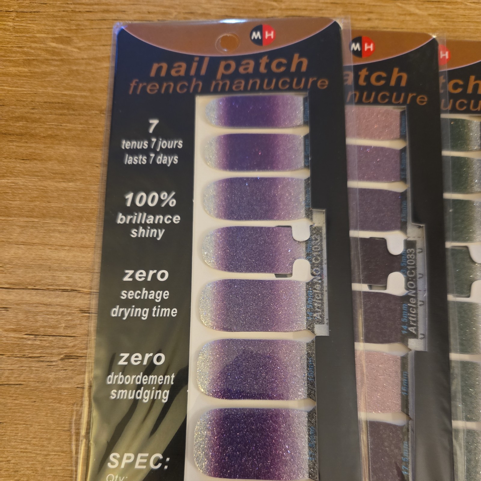 Nail Patch French Manicure Nail Stickers. Lasts 7 Days 6 Sets glitter Nail Art