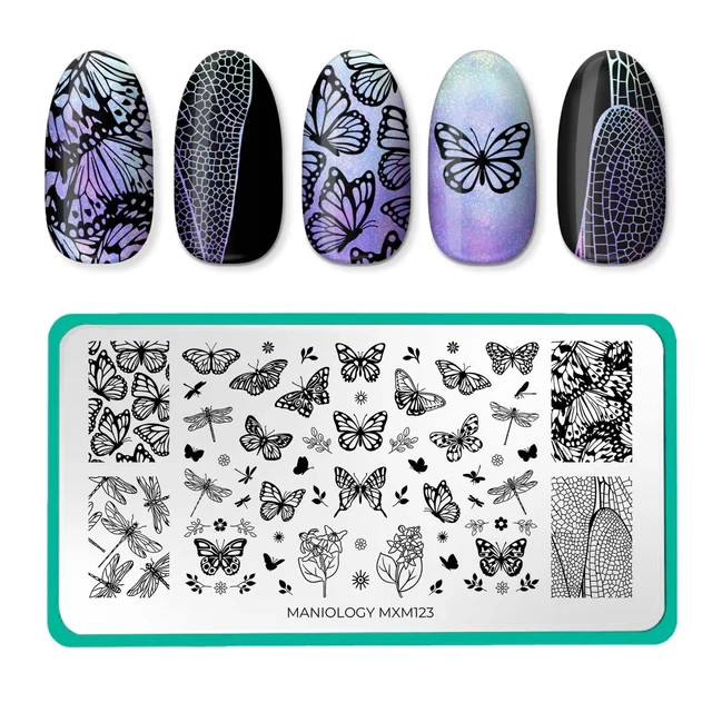 Maniology Nail Stamping Plate – MXM123 Sky Dancers Flutter Pirouette Butterflies