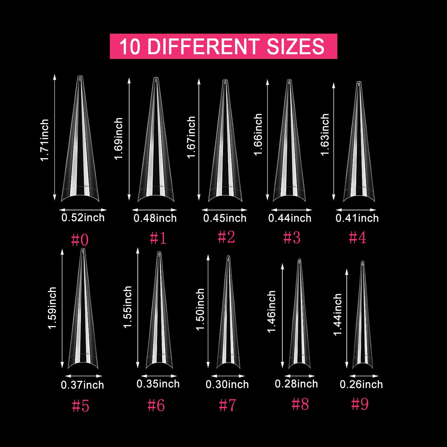 500PCS Stiletto Nail Tips Extra Long Nails Clear Nail Tips Half Cover XL Stilet