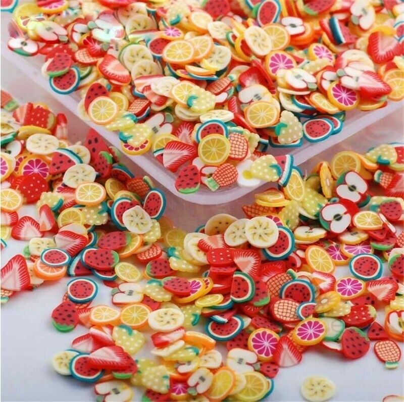 1000PCS/Pack 3D Nail Stickers Mini Fimo Slices Polymer Clay Crafts Fruit Design
