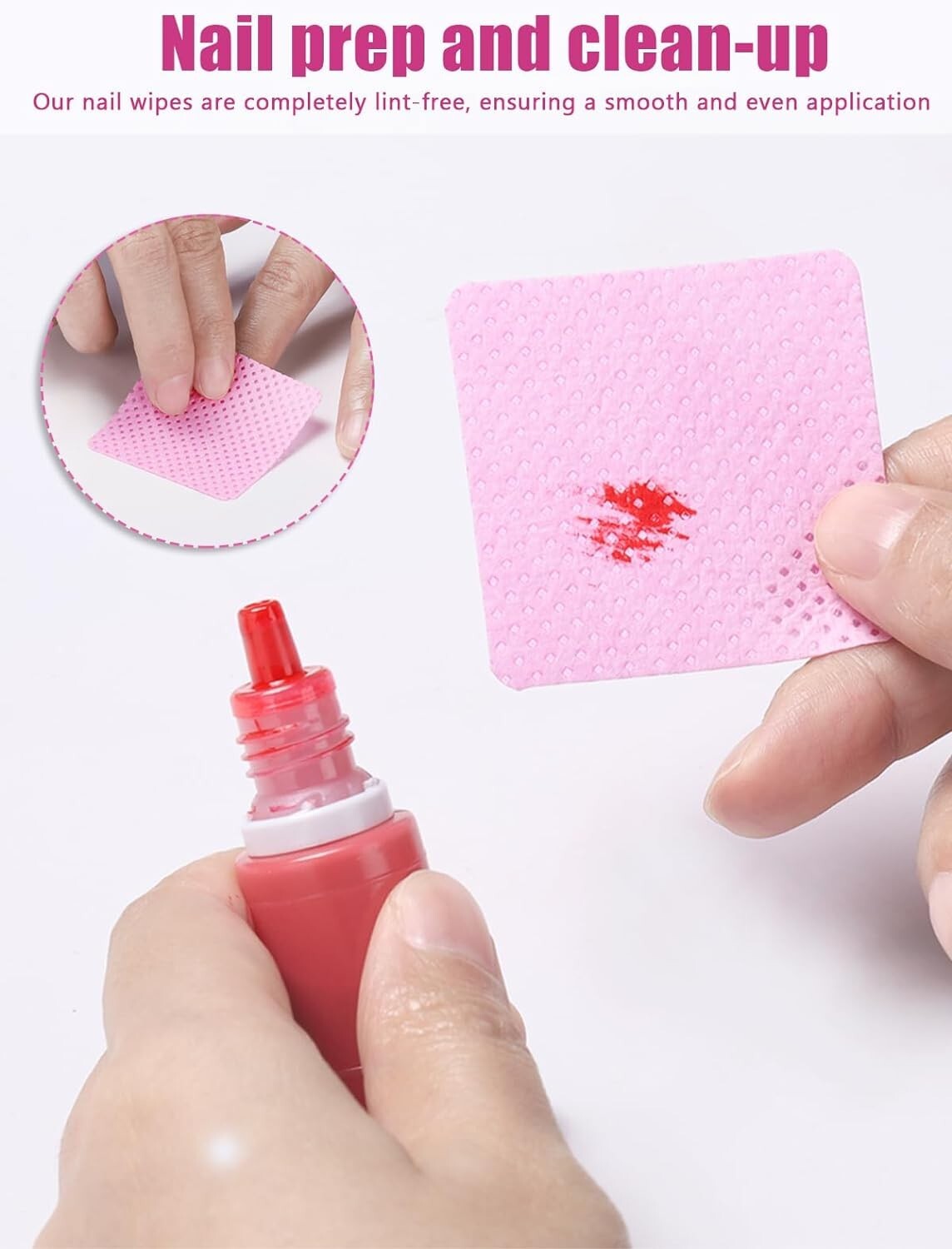 400 PCS Lint Free Nail Wipes, Non-Woven Fabric Nail Cleaning Pads Cleaning Wipes