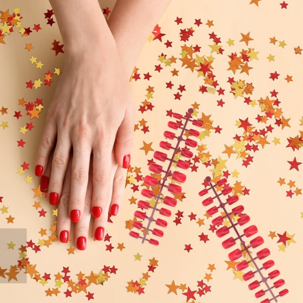 120Pcs Reusable Red False Nail Tips for Nail Art DIY and Manicure Use