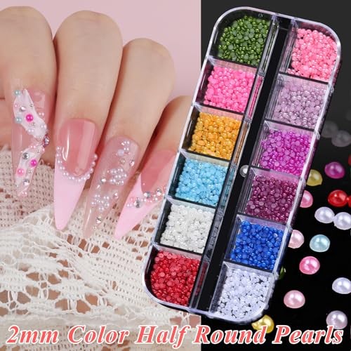 18000pcs Nail Rhinestones and Pearls for Nail Art, 2mm Resin Multicolor – 2mm