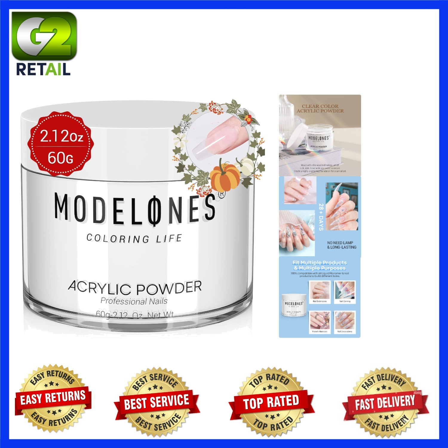 Professional Quality 2.12oz Acrylic Nail Powder – Beginner-Friendly & Non-Toxic