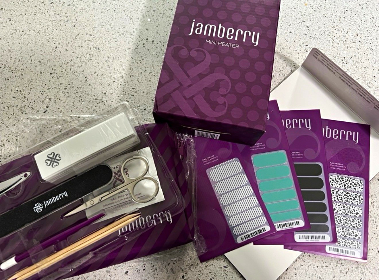Jamberry Matte Self-Adhesive Vinyl Nail Wraps, Kit + Mini Heater