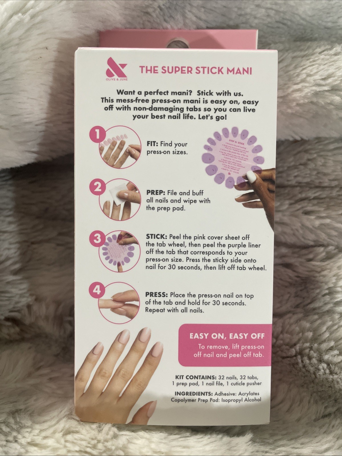 Olive & June Effects Super Stick Mani Press On Nails Extra Short Cloud Chrome