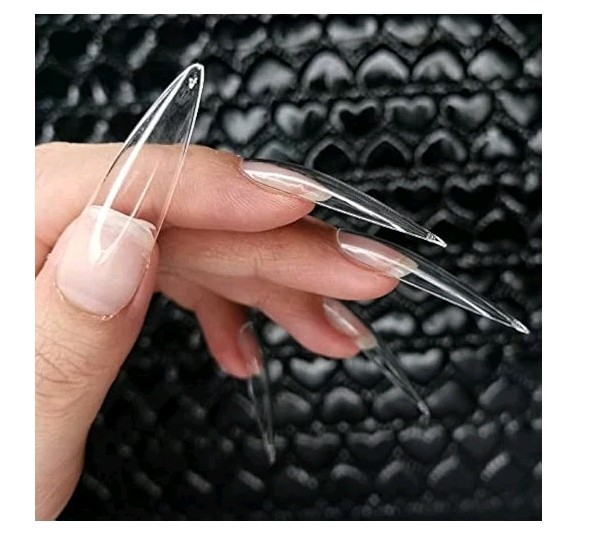 504PC Stiletto XXL ABS Gel Nail Tips Press on Nail Clear Tips Full Cover, Bag