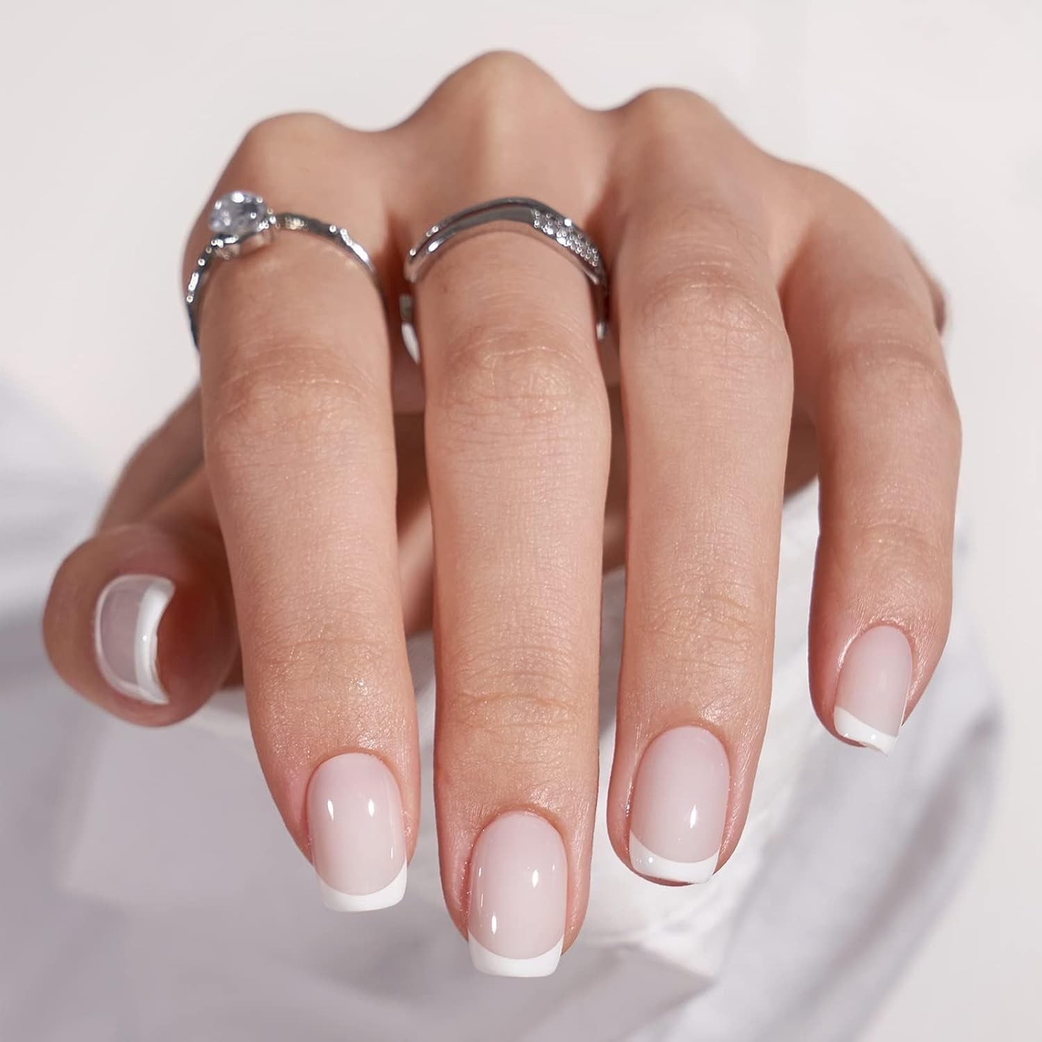 30pc White French Tip Press On Nails – Gel Kit for Effortless Elegance