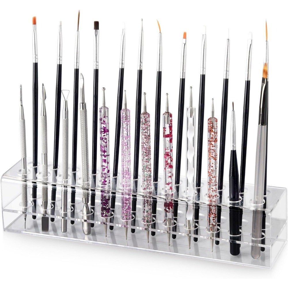 Nail Art Tool Organizer Refillable Storage Container Brush Holder Display Case