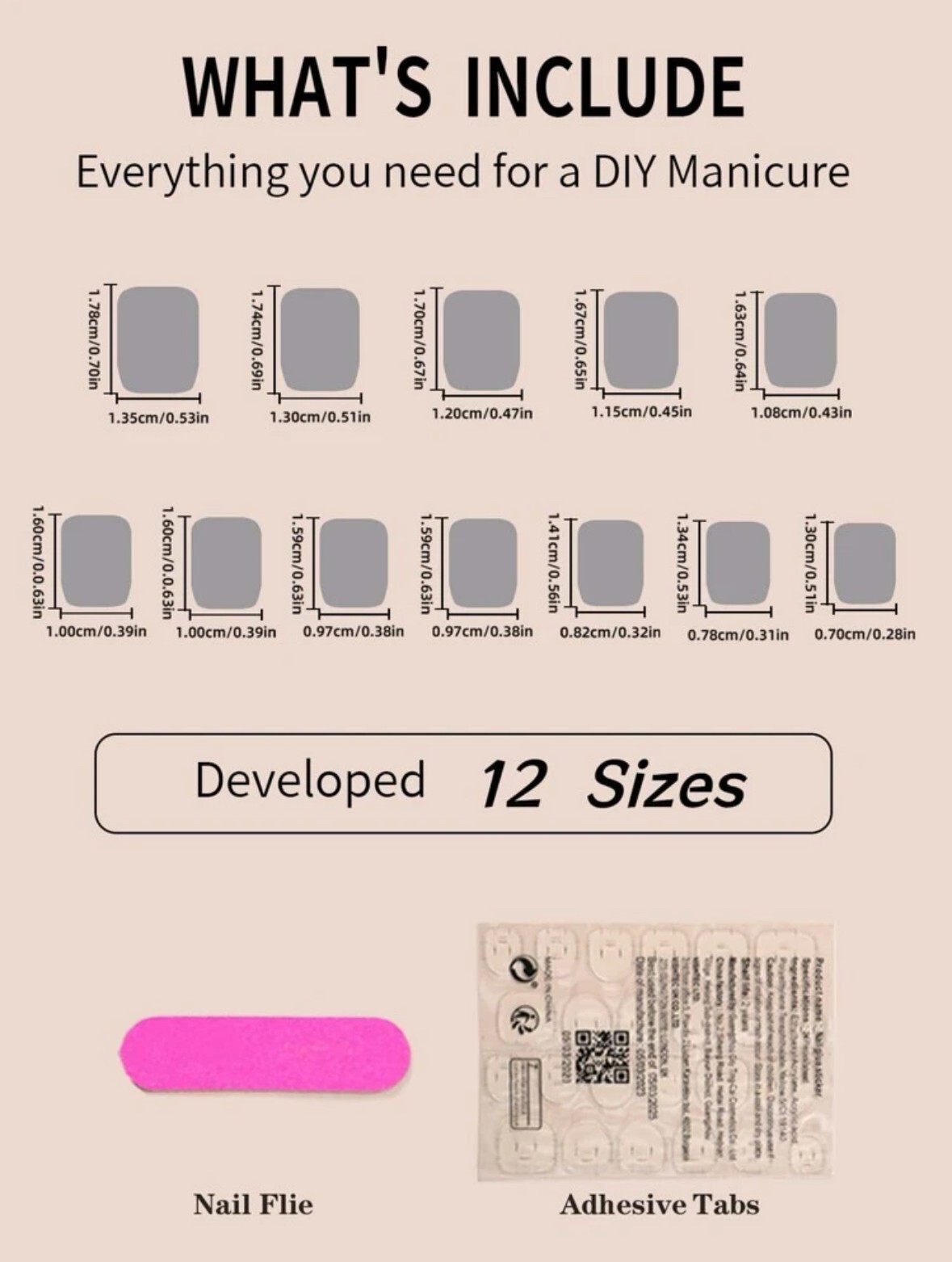 Press On Nails – Reusable Short Square Natural Nude Stick On False Nails