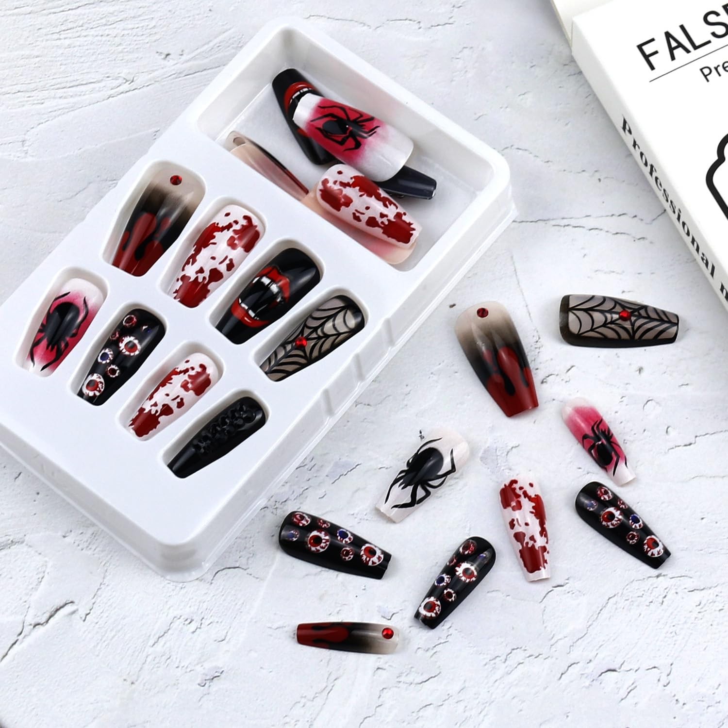 Halloween Press on Nail Short Halloween Fake Nail Pumpkin Bat Ghosts Press on…