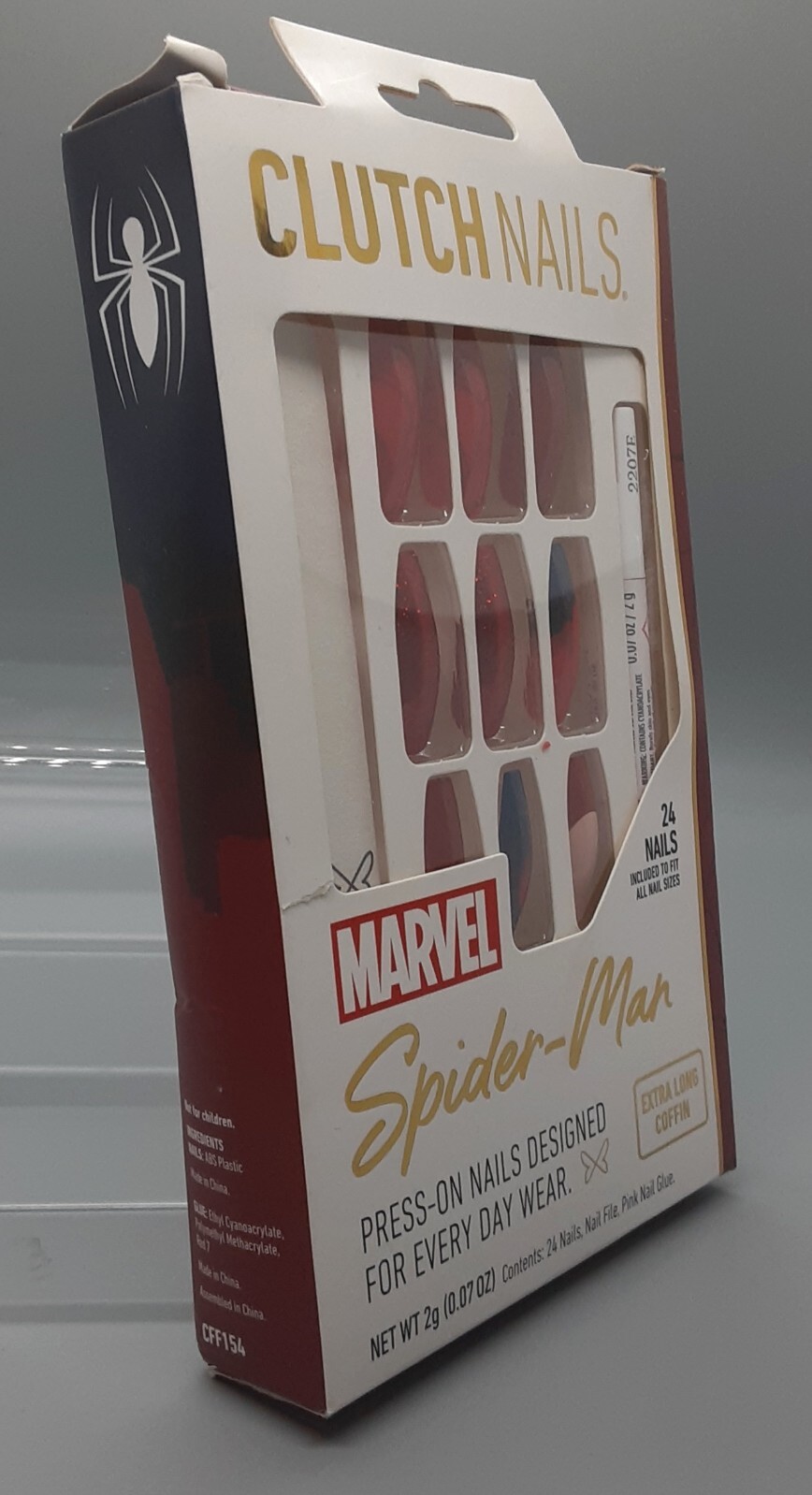 Spider-Man Press-On Clutch Nails 24 Nails Extra Long Coffin Marvel Comics New