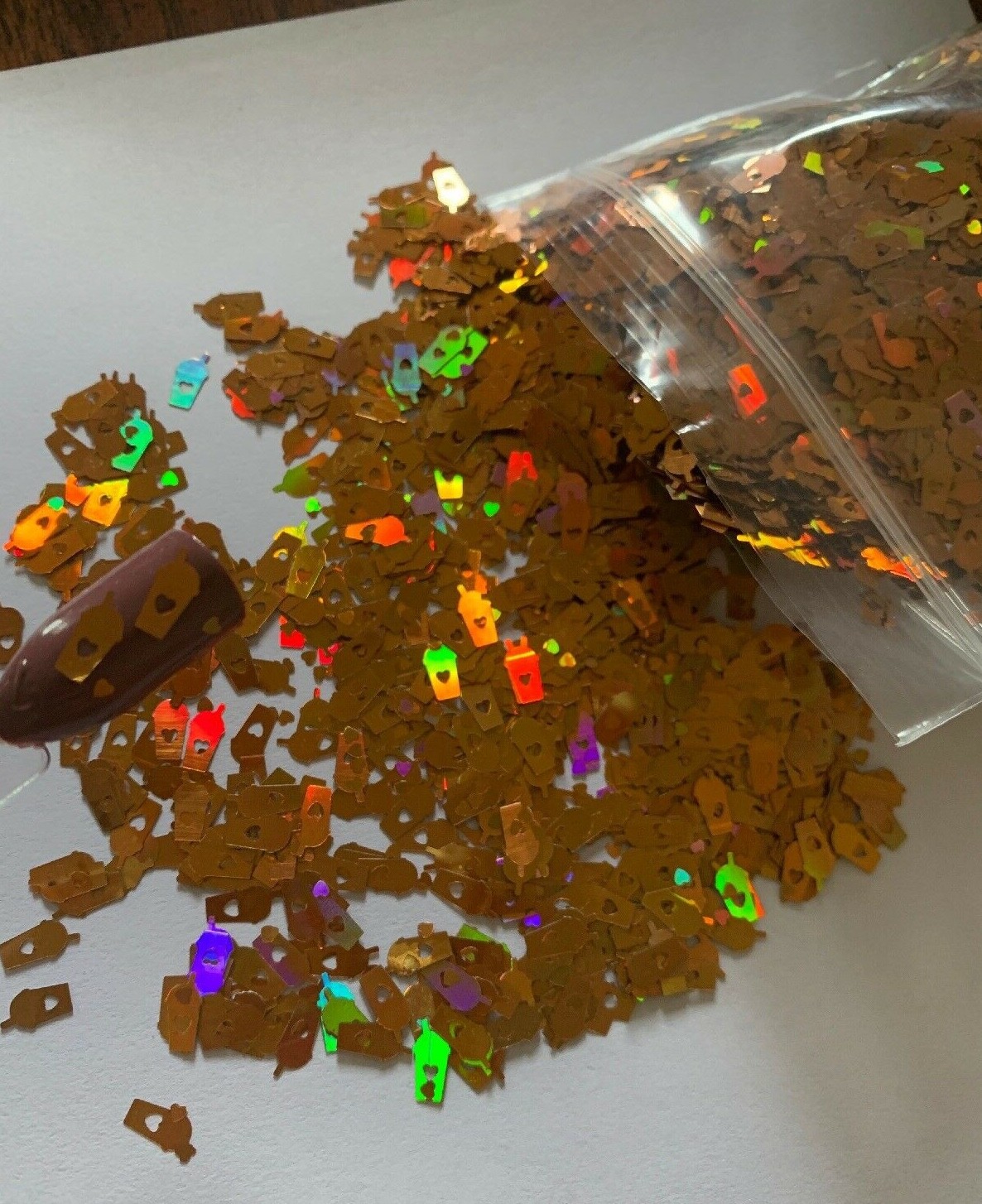 Copper Holographi Coffee/Shake Cup Nail Glitter | 1 TSP | Gel Nail Art & Acrylic