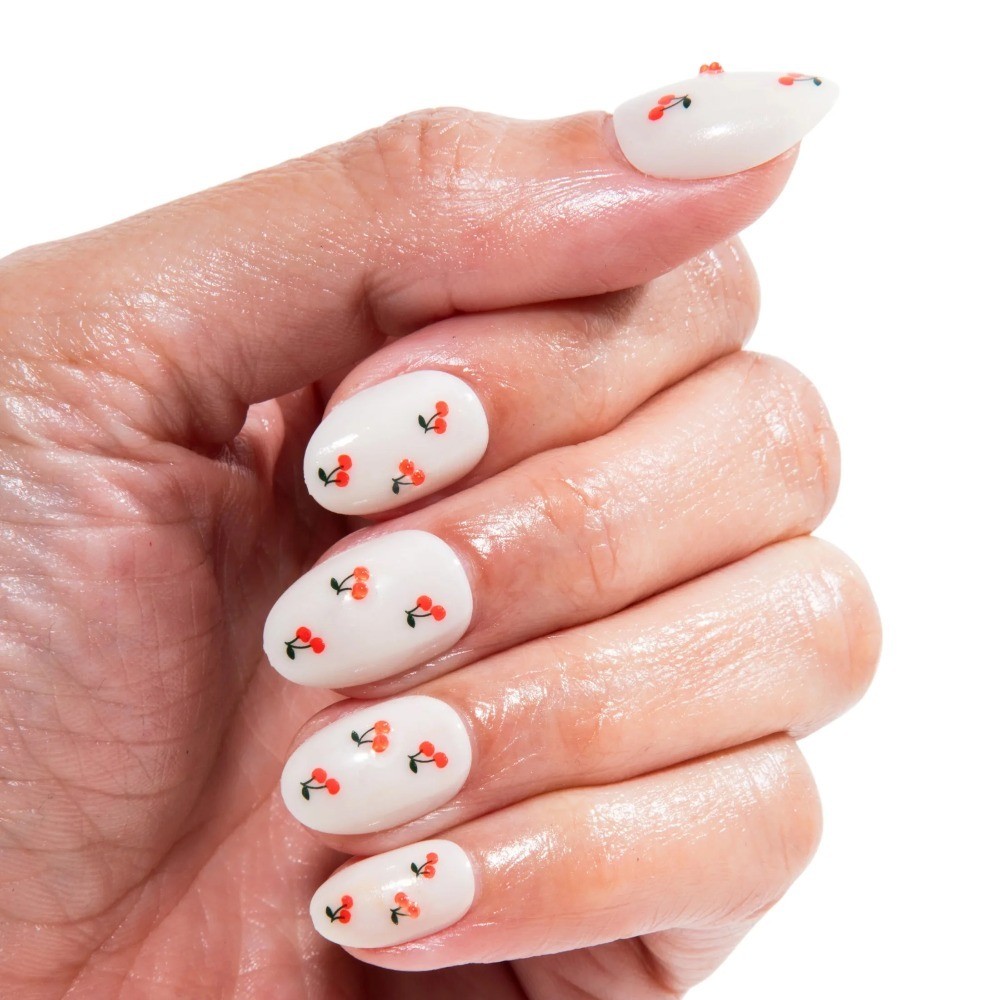 Chill Tips Press On Nails, Feed Me Cherries, Oval Style, 30 Count
