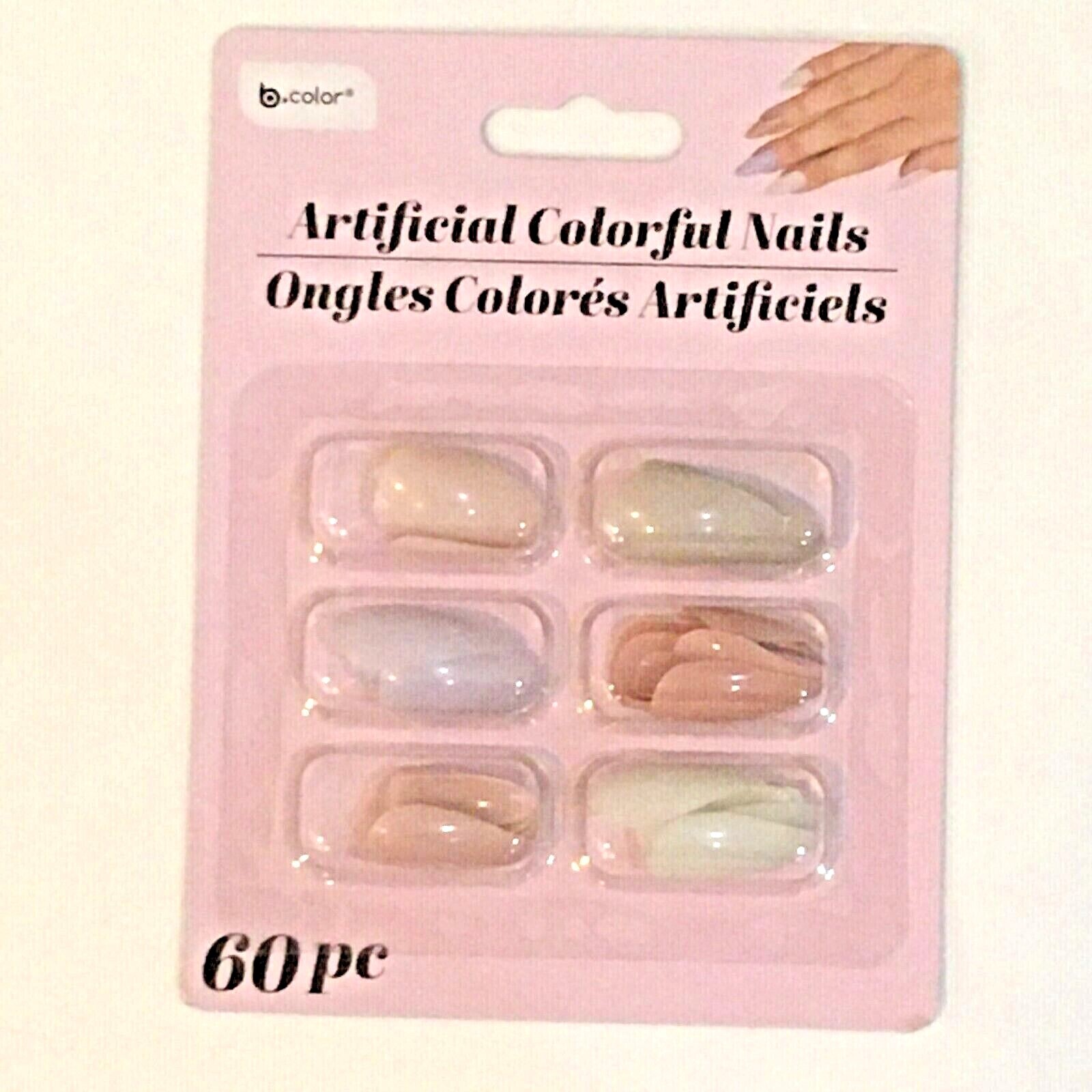 Summer Bright Colorful Artificial Nails 60 pcs! Earth Tone Colors, Mostly Pinks