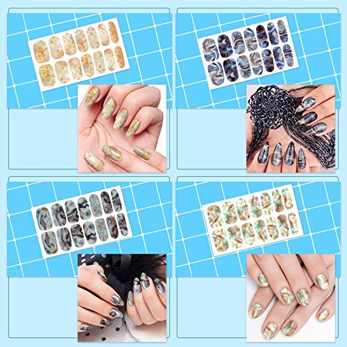 336 Pieces 24 Sheets Full Wrap Nail Polish Strips Stickers Self Classic Style