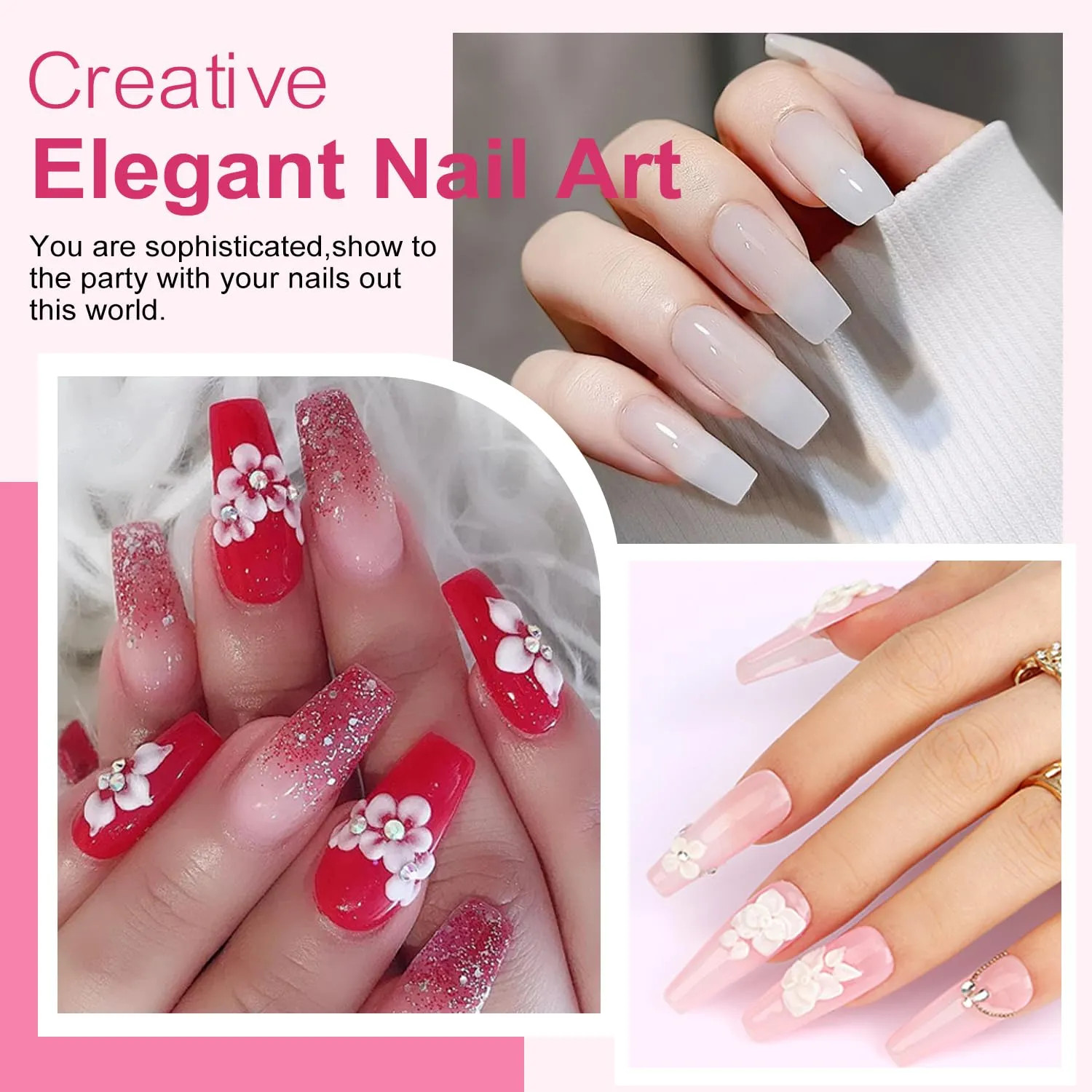 Acrylic Nail Kit Starter Set With UV Lamp Drill Powder Glitter Tools For Home