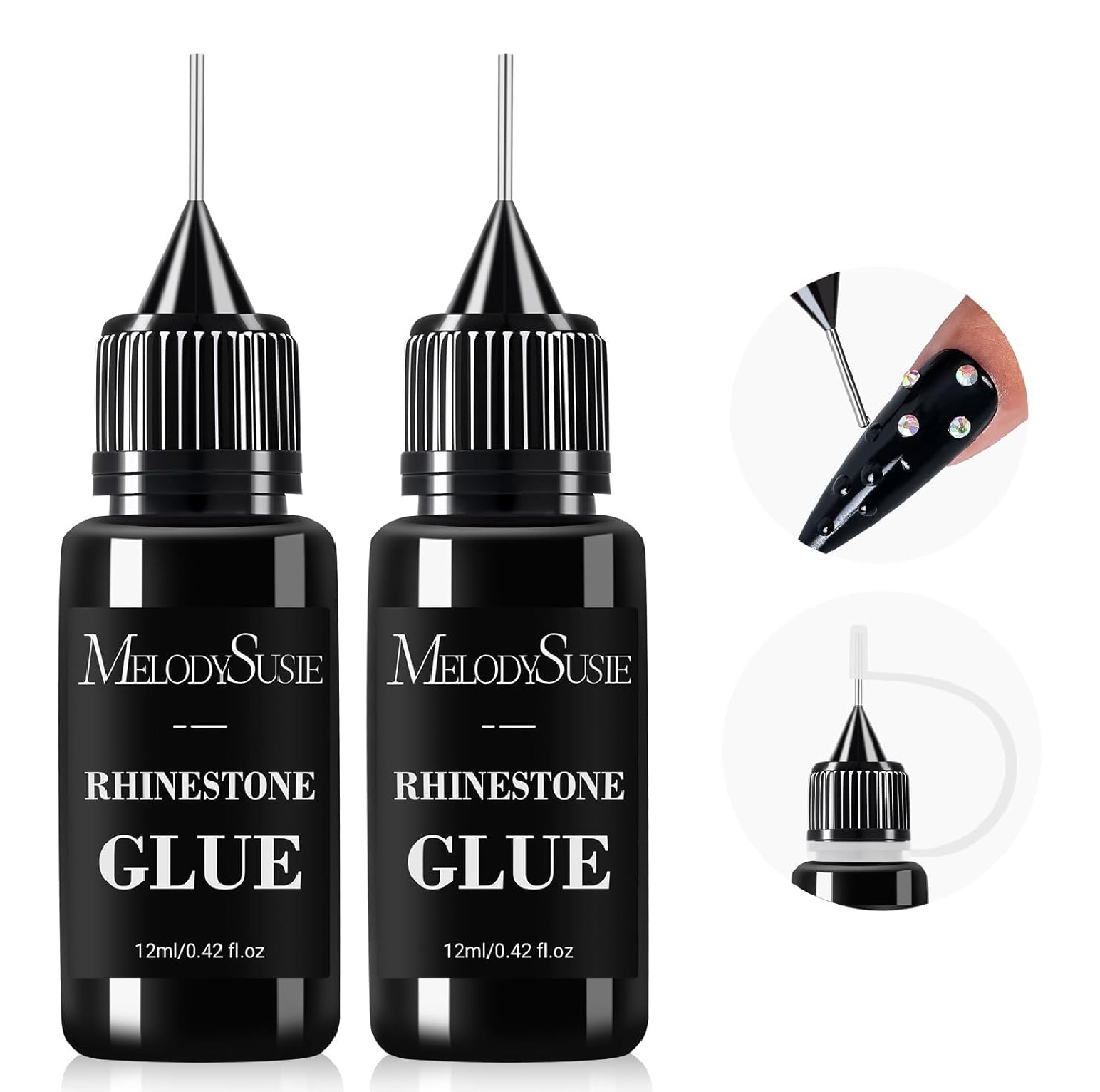 2Pcs Nail Rhinestone Glue, 3D Gel Nail Art Design Strong Adhesive Nail Gem Glue