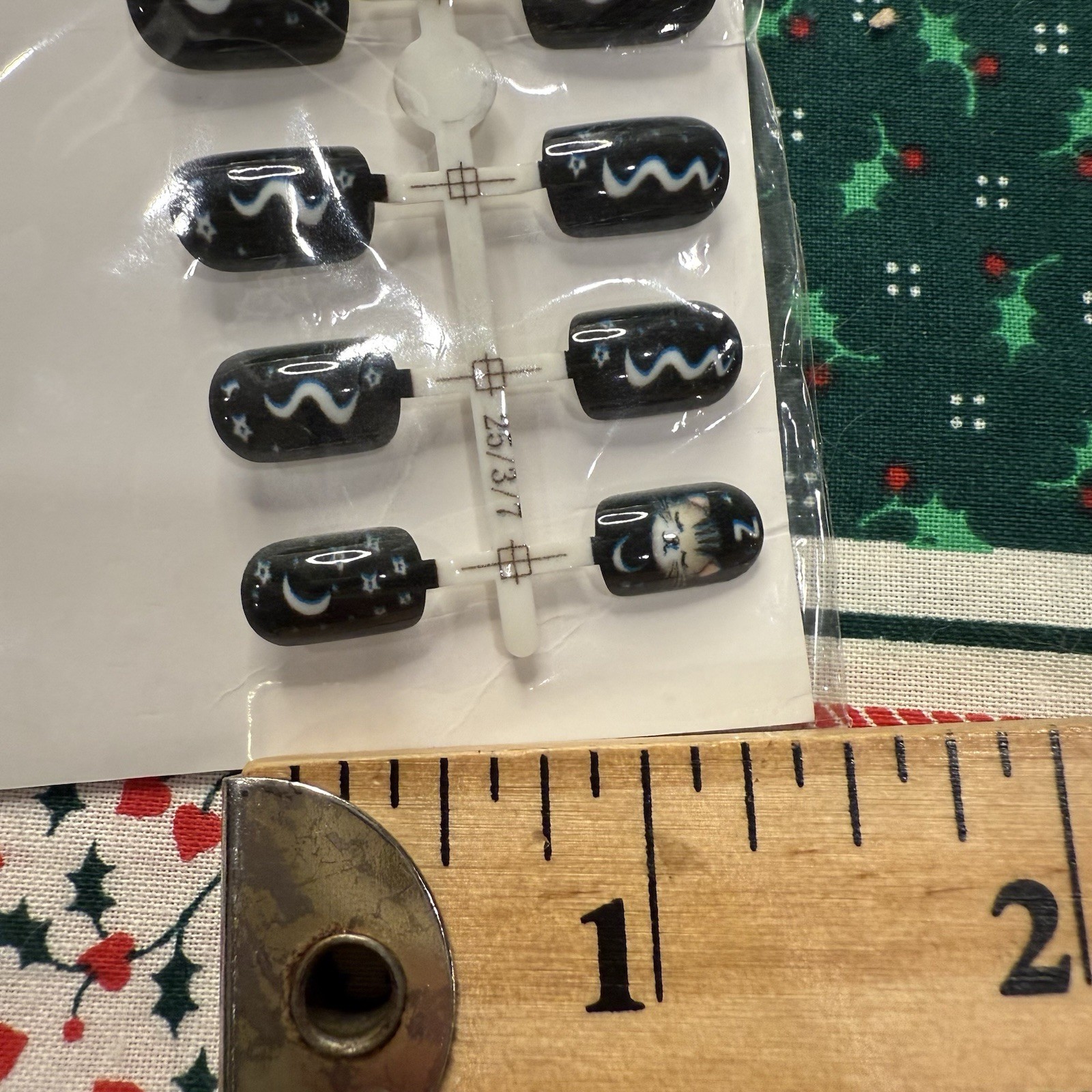 Nail Press On 24 Pack Kit Fake Short Nails Rounded Black Short Cat Lady Gift New