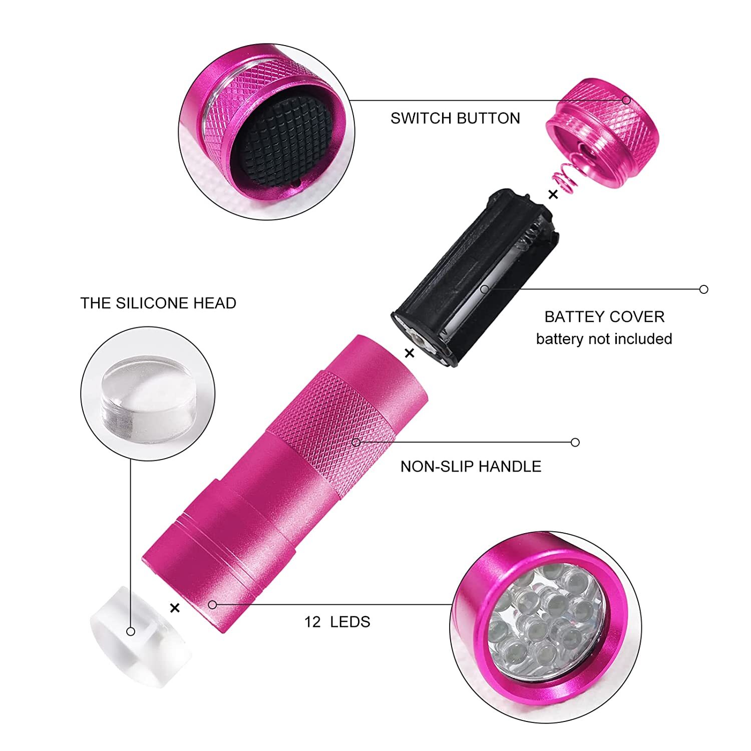 LOVELY NAILZ HANDHELD UV LAMP NAIL ART JELLY SILICONE STAMPER HEAD Pink