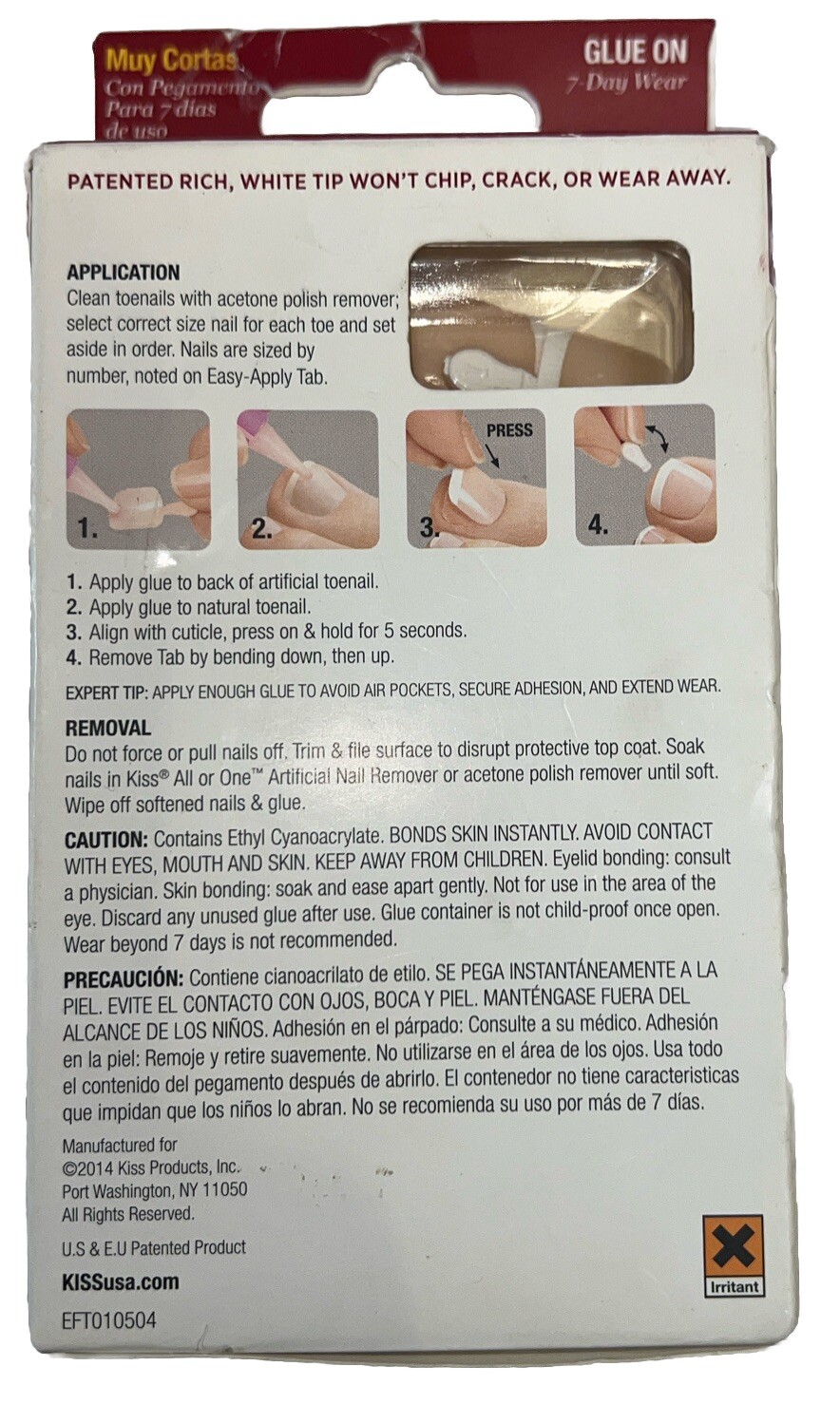 KISS Everlasting French/Natural Toe Nails #53245 (New See Description & Photos)