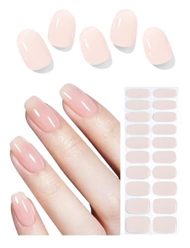 Semi Cured Gel Nail Strips, Natural Color, Jelly Nude, Easy to N Jelly Nude
