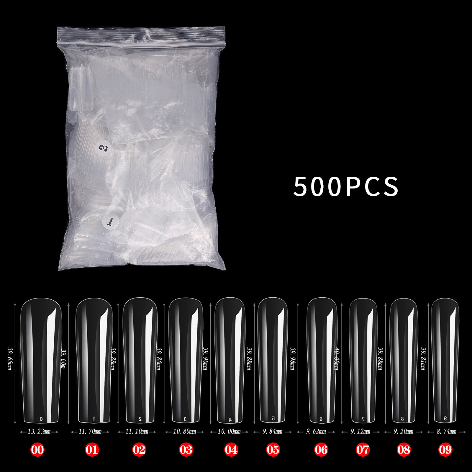 500pcs/bag Full Cover XXL Long Ballet Coffin Square Shape False Tips Nail Art