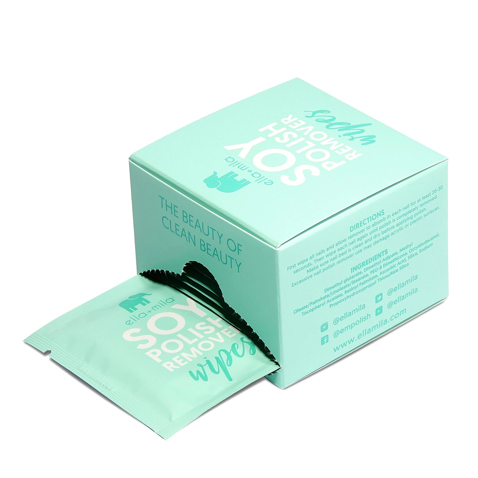 ella+mila Soy Nail Polish Remover Wipes – Non-Acetone, 12 Count (Pack of 1)