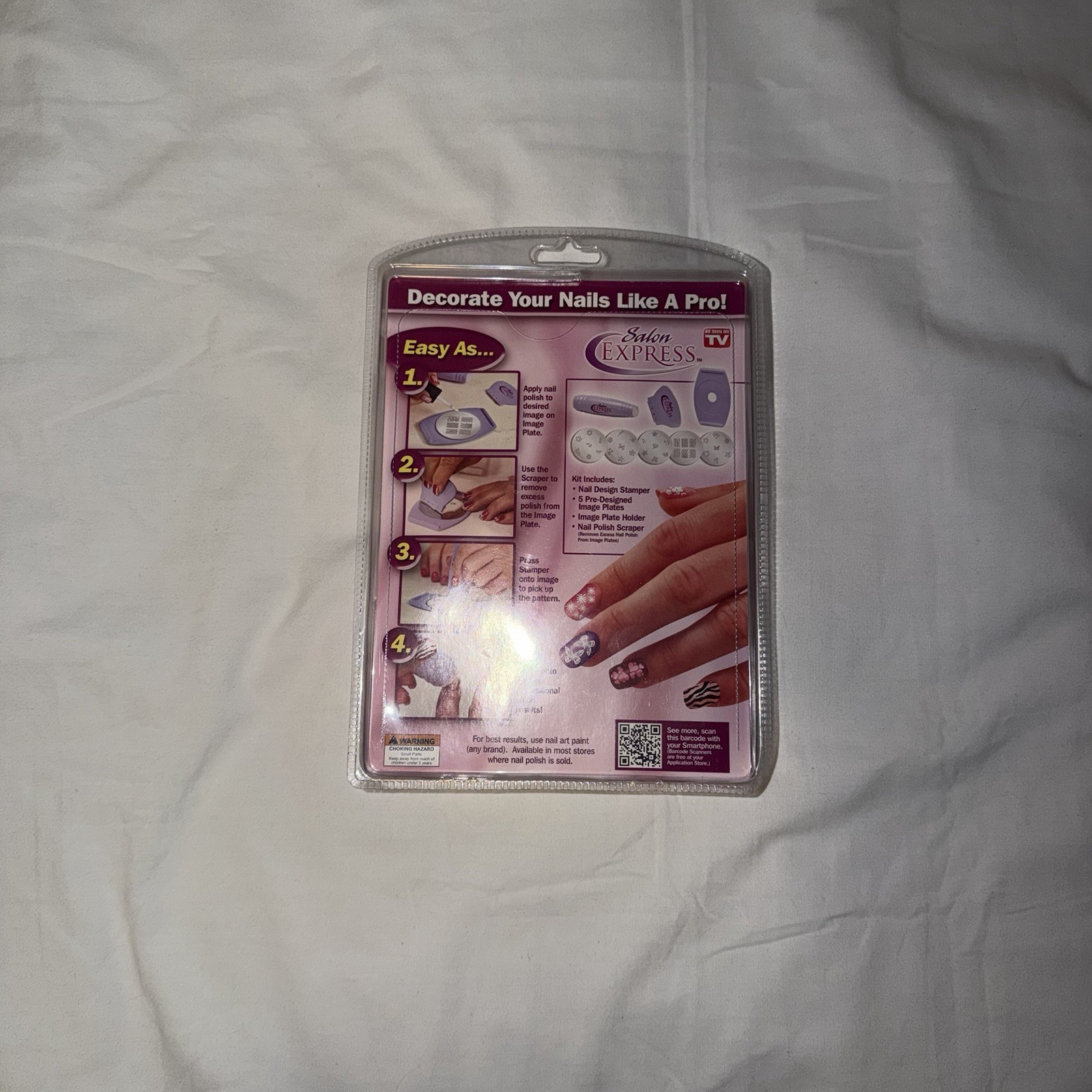 Salon Express Nail Art Stamping Kit Purple French Bling Easy Cleaning Ergonomic