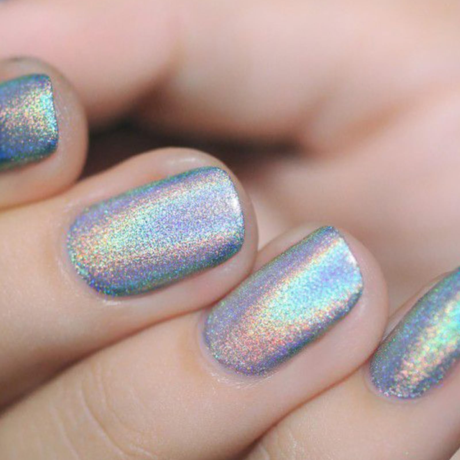 Laser Black Press on Nails Short Square, Rainbow Color Donut Grey Fake Nails …