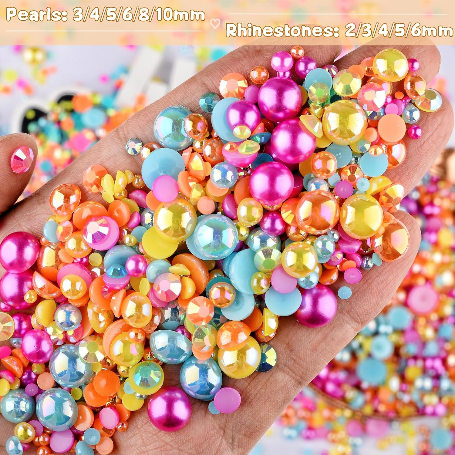 3900+ Pcs Rhinestones and Pearls Kit, 2-10Mm Flatback Gems for Nail Art, Tumbler