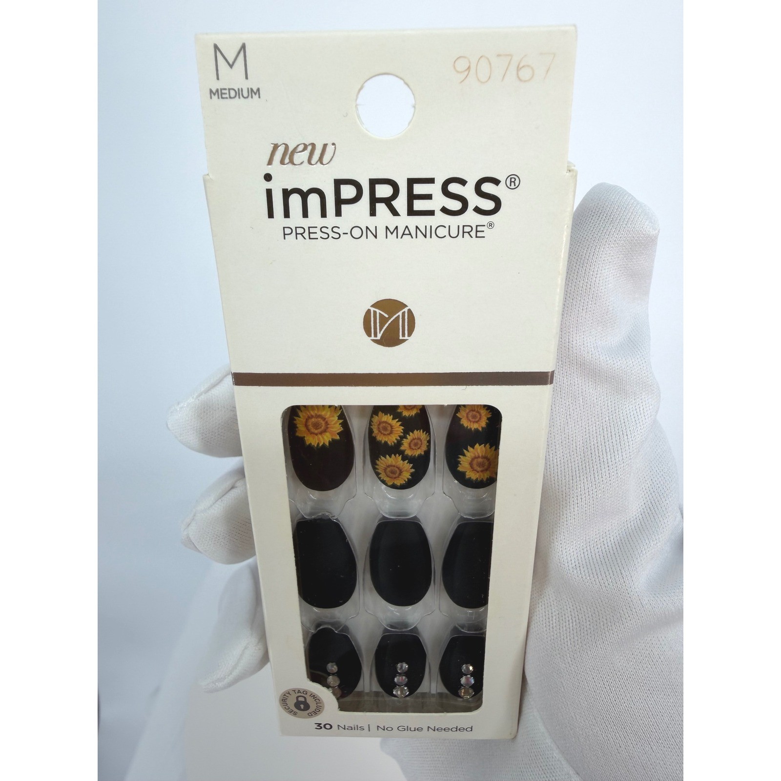 imPRESS Press On Med Nails 30 Count Festival Night Sunflower Rhinestones 93-53