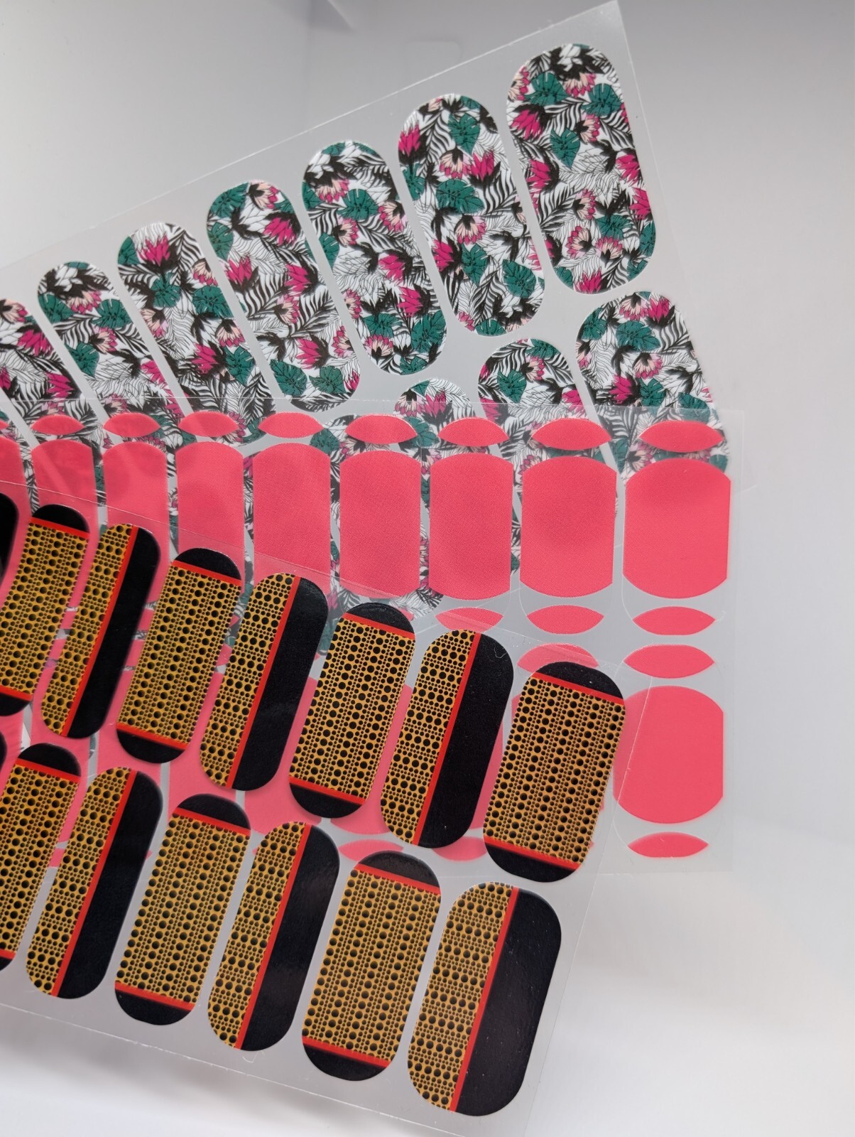 Jamberry Nail Wraps Full Sheets – Pink Green Black & Deco Fun Lot of 5